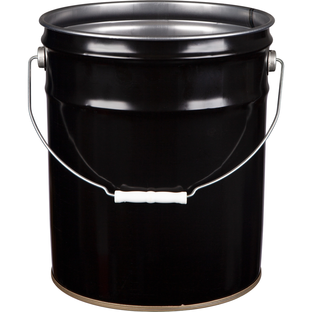 5 Gallon Black Unlined Steel Open Head Pail, 26 Ga