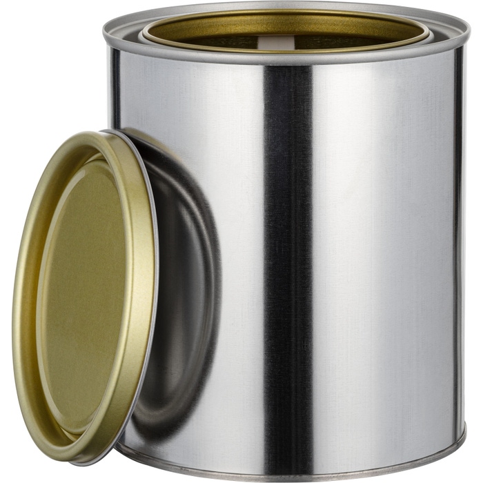 Metal Can with Lid, Gold Phenolic Lined, Quart