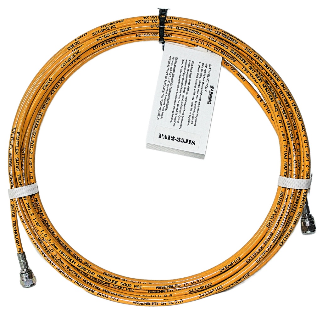 Fluid Hose 1/8"x35' with JIC #5 fittings, Stainless Steel 