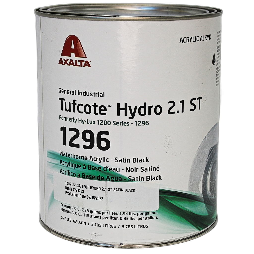 Axalta 1296 GA Tufcote Hydro 2.1 Satin Black, Acrylic Topcoat