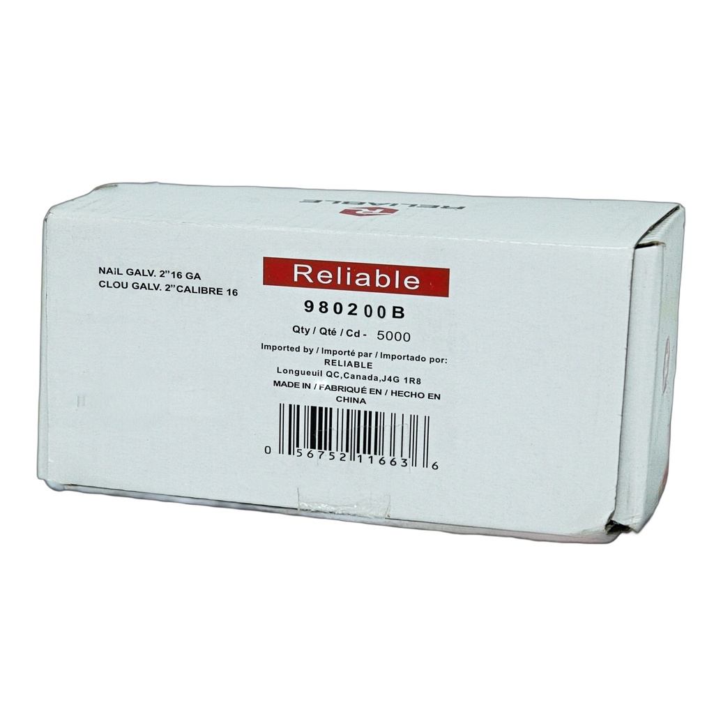 Reliable 16 Ga. Brad Nails, 2" 