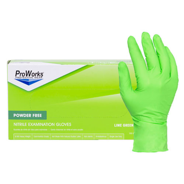 ProWorks Lime Green Nitrile Exam Glove 7 mil Medium