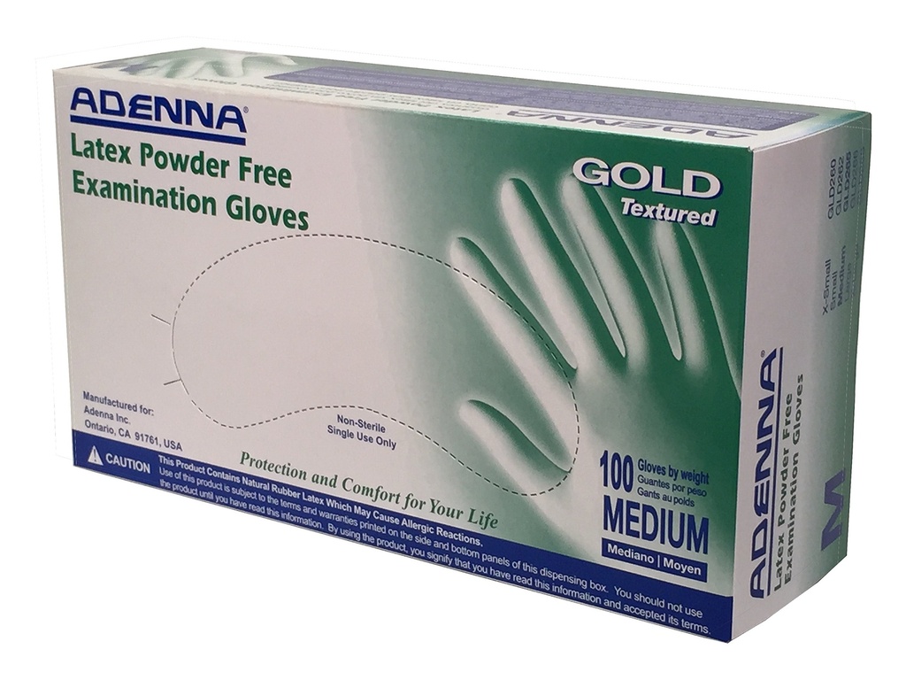 Gold Natural White Latex Exam Gloves 6 mil, Medium