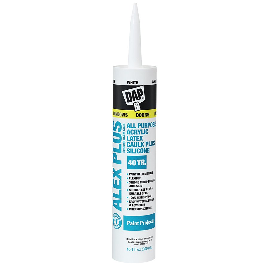 Dap Alex Plus All Purpose Acrylic Latex Caulk Plus Silicone White 10.1 fl oz