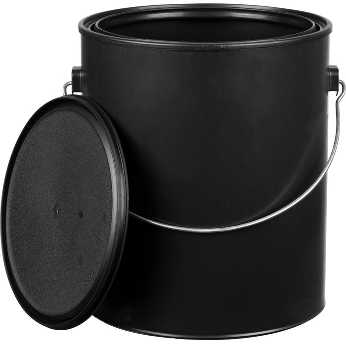 Black Plastic Can with ears, Bail and Lid, 1 Gallon