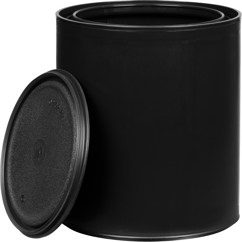 Black Plastic Can with Lid, Quart