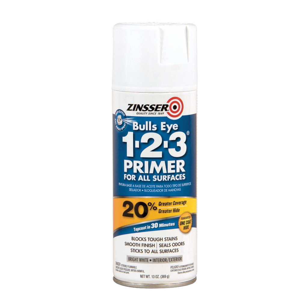 Zinsser White Bulls Eye 1-2-3 Water-Based Stain Blocking Primer/Sealer 13oz Aerosol