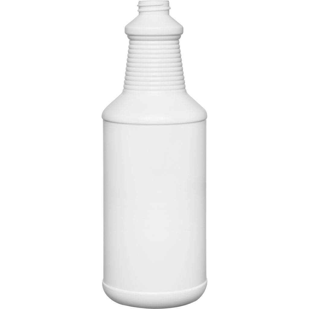 Spray Bottle, 32 oz, Natural HDPE Round Decanter, 28mm 28-400