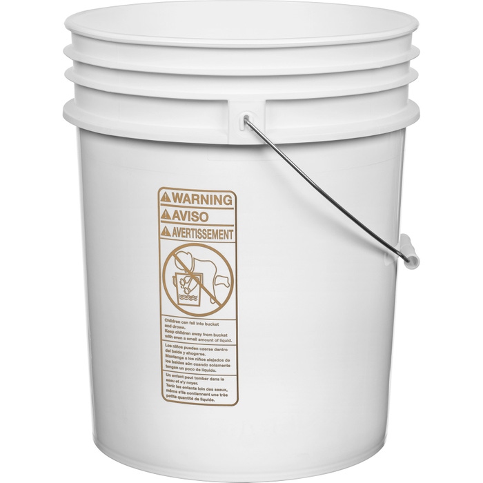 Pail 5 Gallon (90 mil) White HDPE Open Head Round
