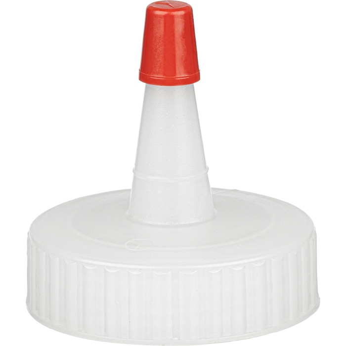 Glue Bottle Lid, Natural Spout (Yorker) Cap, 38mm 38-400, w/ Red Sealer Tip