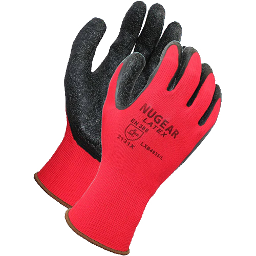 Latex Crinkle Coated, 13 Gauge, Red, Large