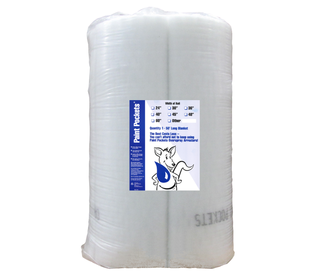 White Paint Pockets Polyester Paint Arrestors 45"x50' Blanket(Roll/ea)