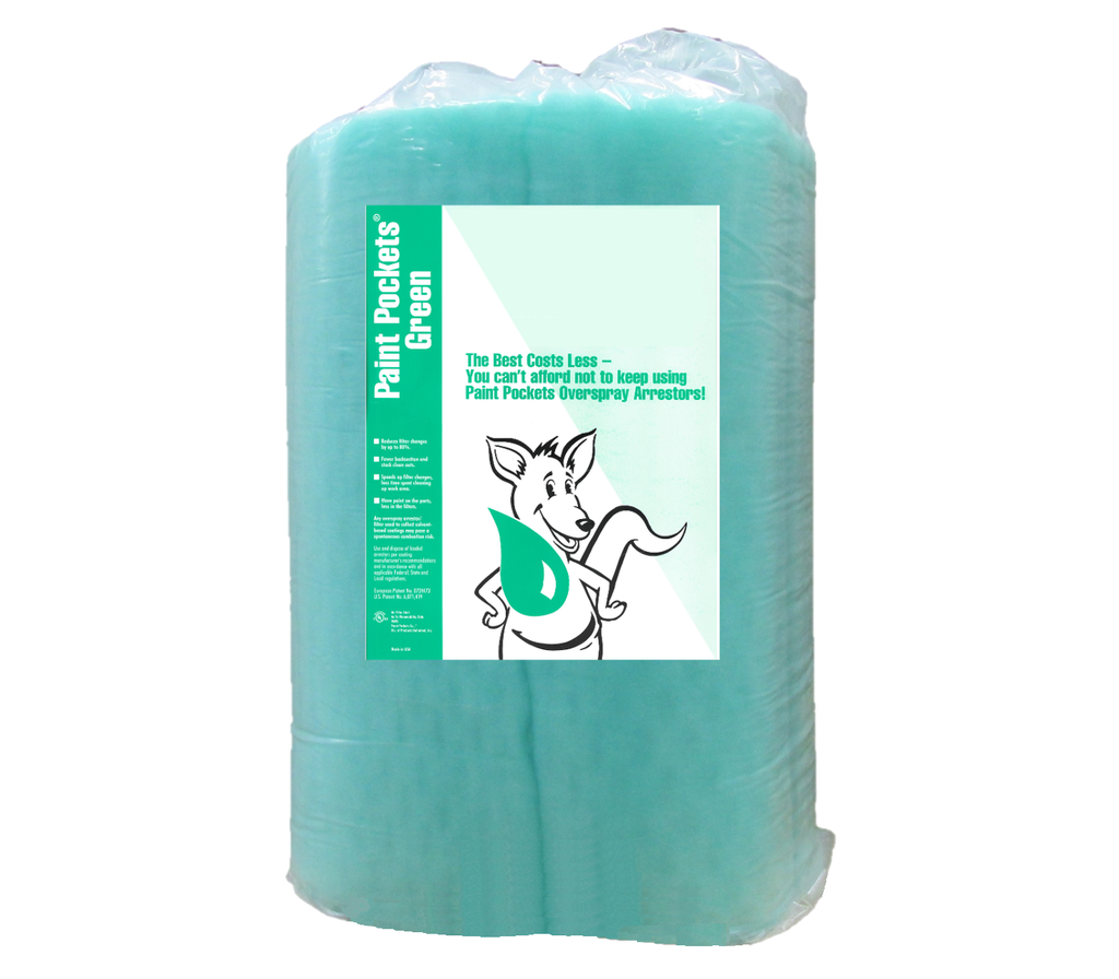 Green Paint Pockets Polyester Paint Arrestors 36"x60' Blanket(Roll/ea)