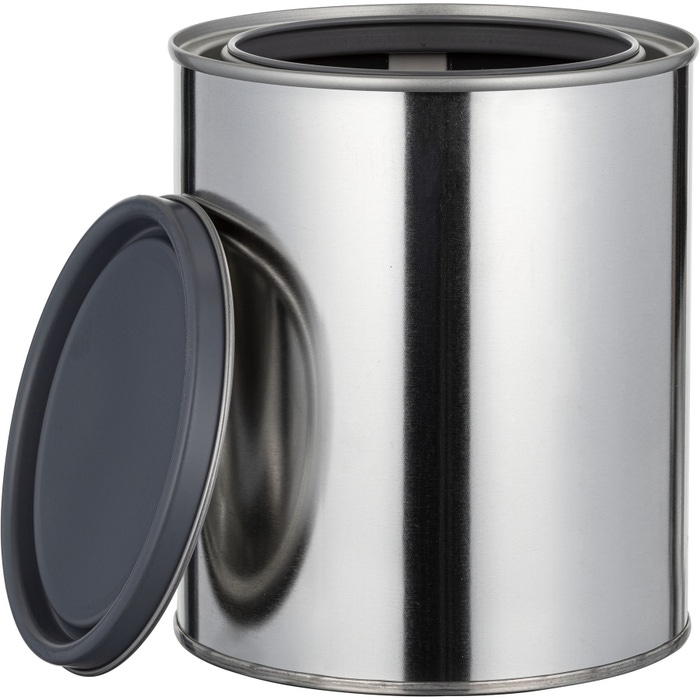 Metal Can with Lid, Gray Lined, Quart