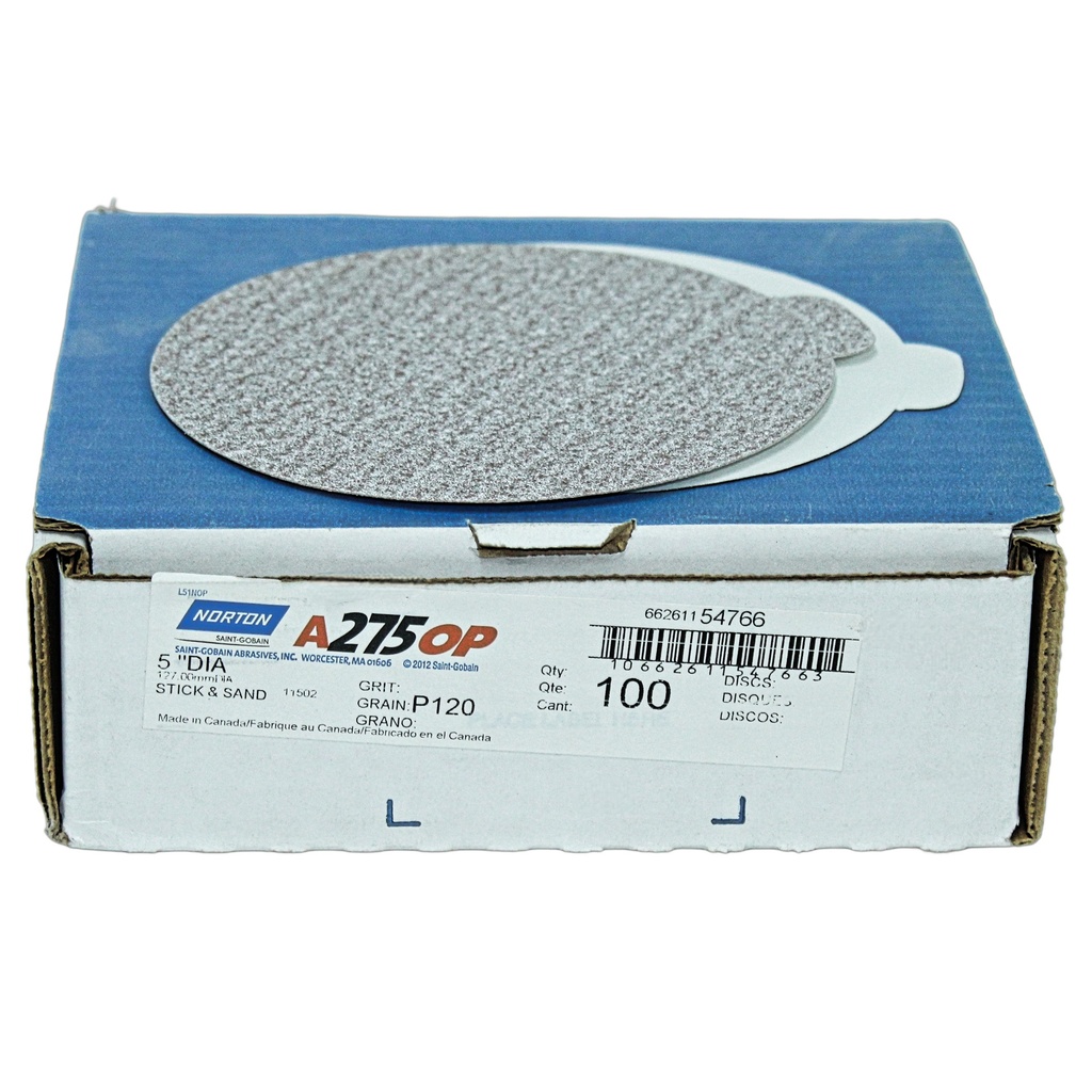 Disc 5" Tabbed A275 paper, PSA 120 Grit(Box/100) 