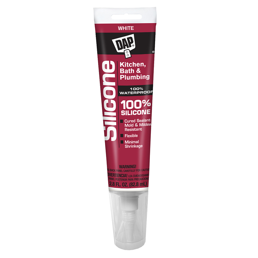 Dap 100% Silicone Kitchen & Bath Sealant White, Tube 2.8 fl oz