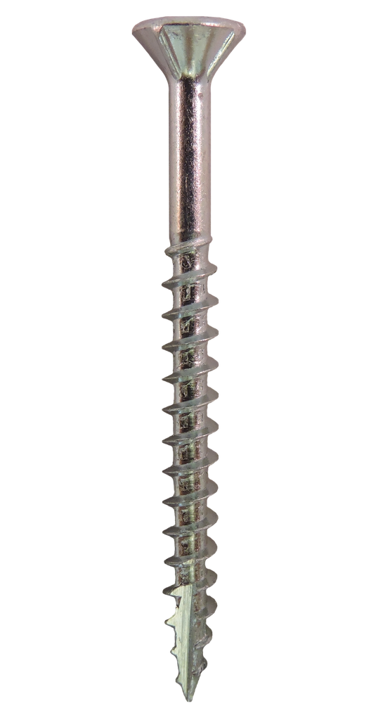 #8-11x1 1/2" Phillips Flat Head With Nibs Under Head Coarse Thread Type 17 Zinc Plated Screws