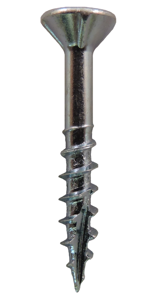 #8-11x1 1/4" Square/Phillips Flat Head With Nibs Under Head Coarse Thread Type 17 Zinc Plated Screws