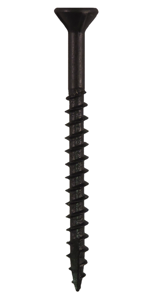 #8-11x1 1/4" Square Flat Head With Nibs Under Head Coarse Thread Type17 Black Phosphate/Wax Screws