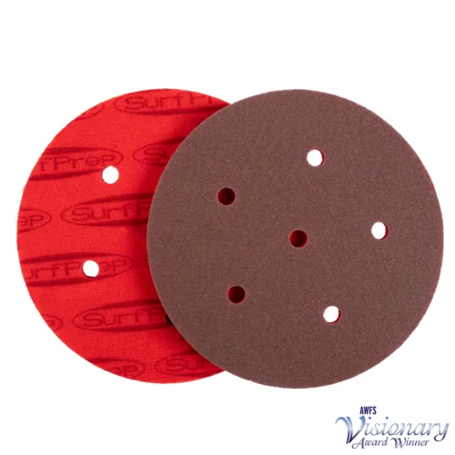 SurfPrep 3"x4"x1/2" w/ 4 Holes Premium Red A/O Foam Abrasive Disc 220/Fine