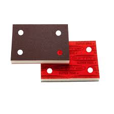 SurfPrep 3"x4"x1/2" w/ 4 Holes Premium Red A/O Foam Abrasive Disc 320/Very Fine