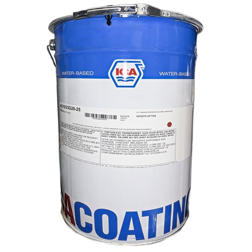 [AO1033G20-25] WATER BASED CLEAR 1K2K SELF SEAL TOPCOAT 20 SHEEN