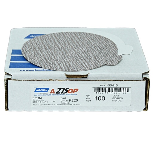 [66261155415] Disc 5" Tabbed A275 paper, PSA 220 Grit(Box/100)