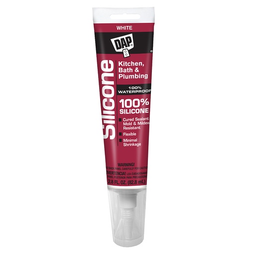 [00680] Dap 100% Silicone Kitchen & Bath Sealant White, Tube 2.8 fl oz