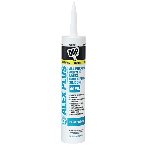 [18101] Dap Alex Plus All Purpose Acrylic Latex Caulk Plus Silicone White 10.1 fl oz