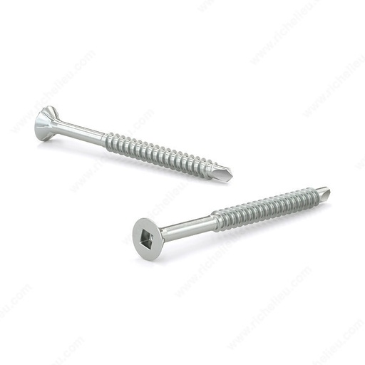 [FKWNTZ72PPR] Richelieu #7-2" PWR Drive Hybrid Wood Screw, Square Drive, Flat Head w/Nibs, Fine Thread, TEK point, Zinc 
