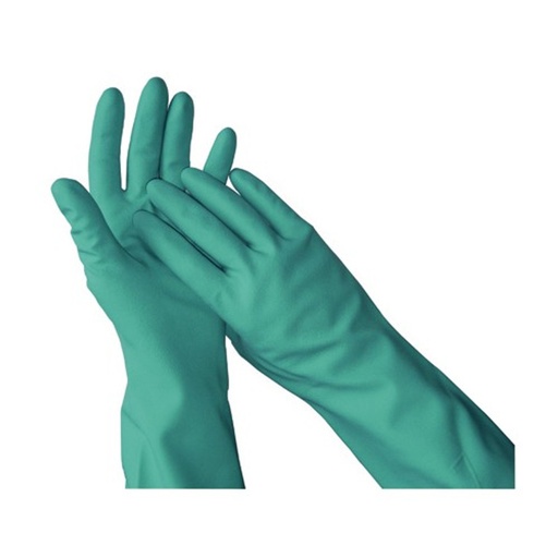 [990800-LG] Gloves, Nitrile, Green Large. Solvent Resistant Flock Lined.