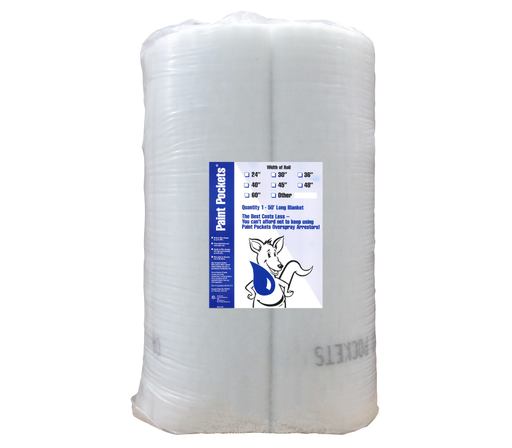 [PP-045-050-001] White Paint Pockets Polyester Paint Arrestors 45"x50' Blanket(Roll/ea)