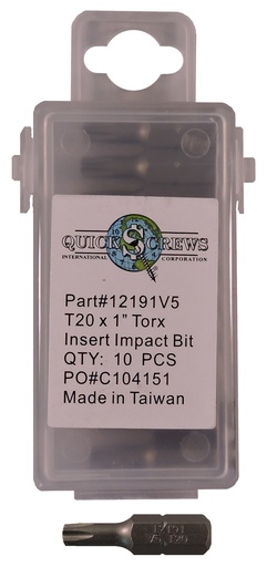 [12191V5] T20x1" Torx Insert Impact Drive Bit
