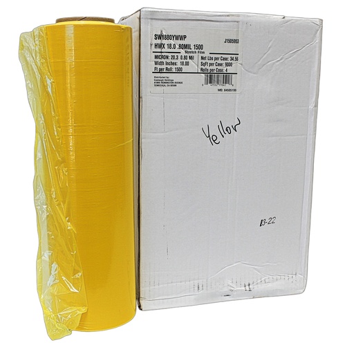 [YEL18] Stretch Film, Yellow, 18"x1500' 80 Ga