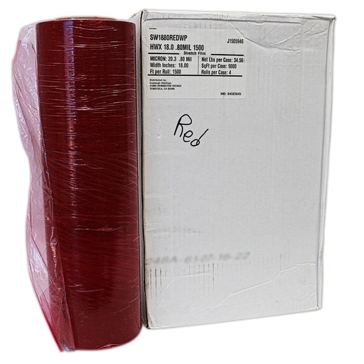 [RED18] Stretch Film, Red, 18"x1500' 80 Ga