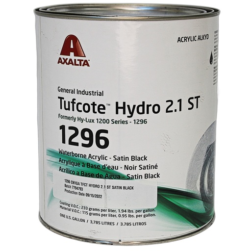 [1296 1GA] Axalta 1296 GA Tufcote Hydro 2.1 Satin Black, Acrylic Topcoat